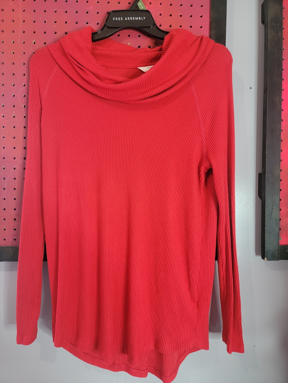 Terra & Sky Ribbed Cowl Neck Sweater - Red